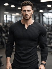 Classic Fit V Neck Rib Full Sleeve Tee