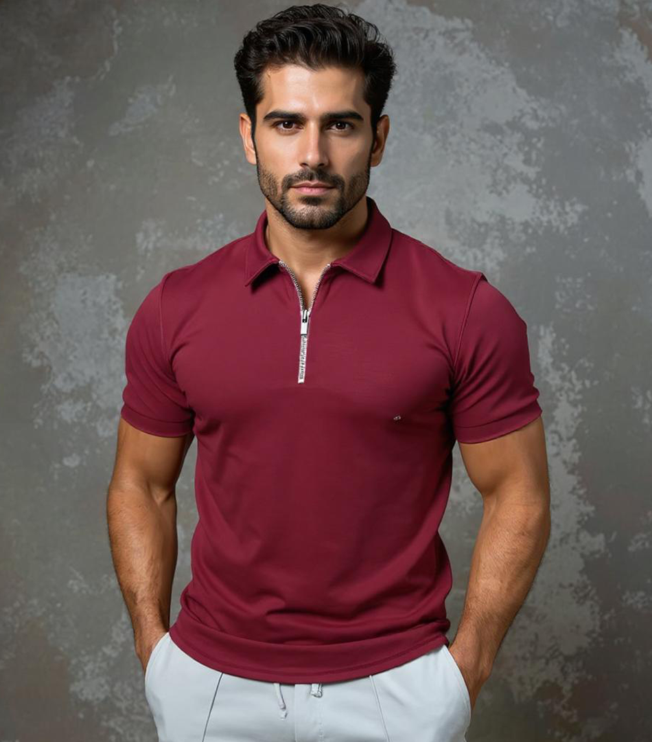 Zipper Polo T-Shirt