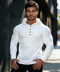 Men’s Waffle Knit Henley Hoodie