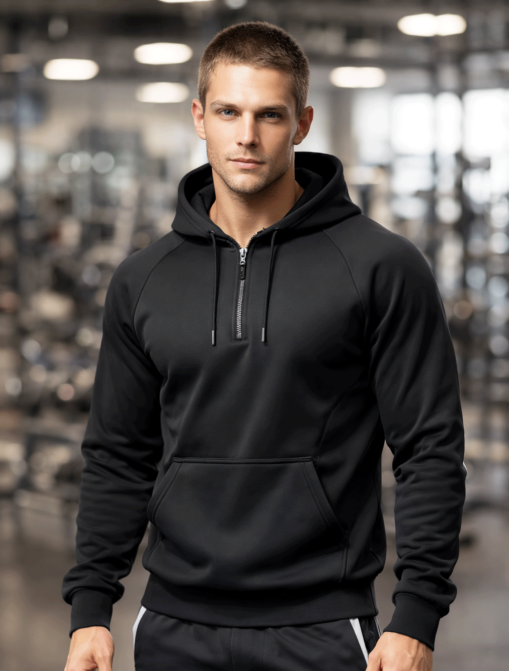 Iron Shell  Black Half Zip Hoodie